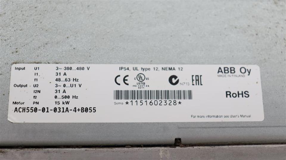 ABB ACH550-01-031A-4 +B055 15kW 400V TESTED & TOP ZUSTAND