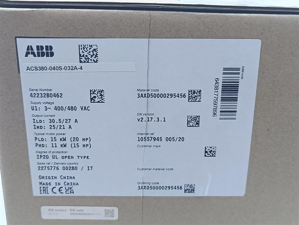 ABB ACS380 ACS380-040S-032A-4 32A 15kw 400V + BMIO-01 UNUSED & OVP