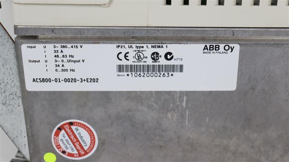 ABB ACS800 Frequenzumrichter ACS800-01-0020-3 +E202 + CDP312R TESTED TOP ZUSTAND