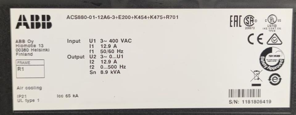 ABB ACS880-01-12A6-3 +E200+K454+K475+R701 400V 5,5kw TESTED & TOP ZUSTAND