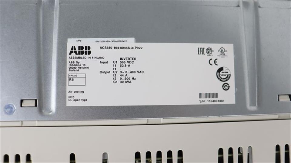 ABB ACS880-104-0044A-3 +P922 FEN-31 FPBA-01 INVERTER TOP ZUSTAND