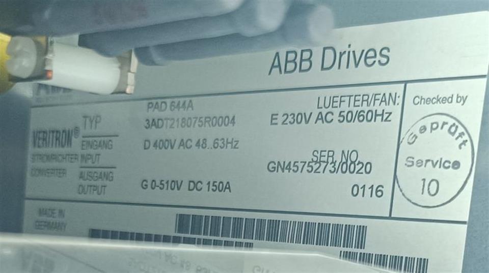 ABB DC Drives Veritron PAD 644A 3ADT218075R0004 UNUSED