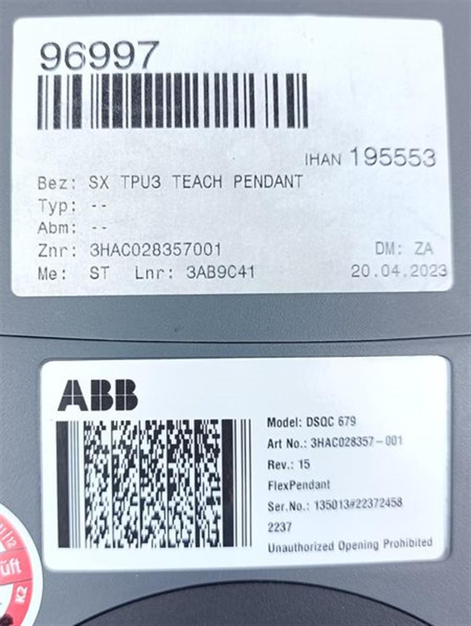 ABB DSQC 679 3HAC028357-001 REV.:15 Teach Pendant Panel TESTED & TOP ZUSTAND