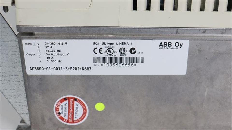 ABB Frequenzumrichter ACS800-01-0011-3 +E202+N687 + CDP312R TESTED & TOP ZUSTAND