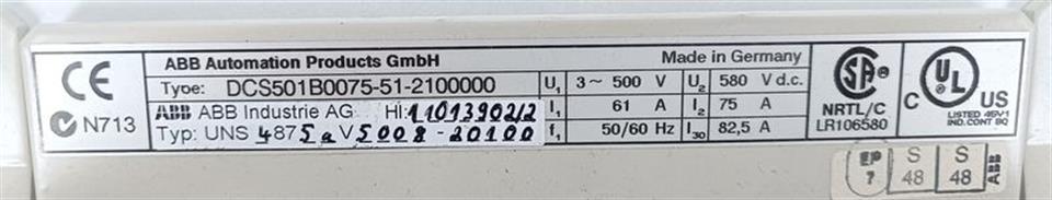 ABB UNITROL F DCS501B0075-51-2100000 NEUWERTIG