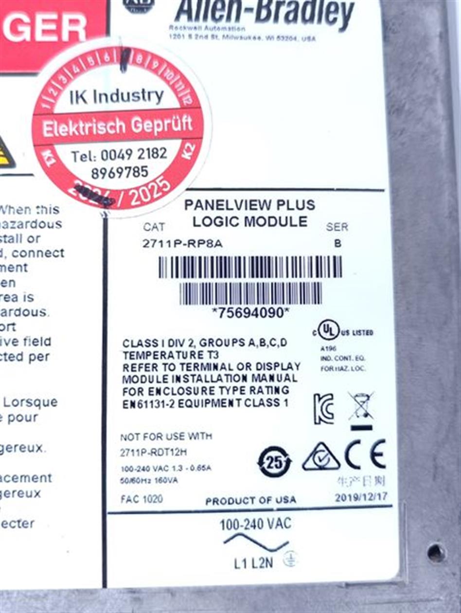 Allen Bradley PanelView 2711P-RDT10C + Logic Module 2711P-RP8A TESTED NEUWERTIG