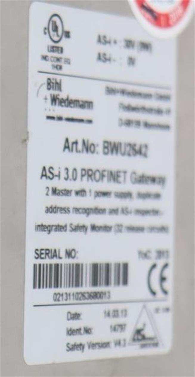 Bihl + Wiedemann BWU2642 AS-i 3.0 PROFINET GATEWAY TESTED & TOP ZUSTAND