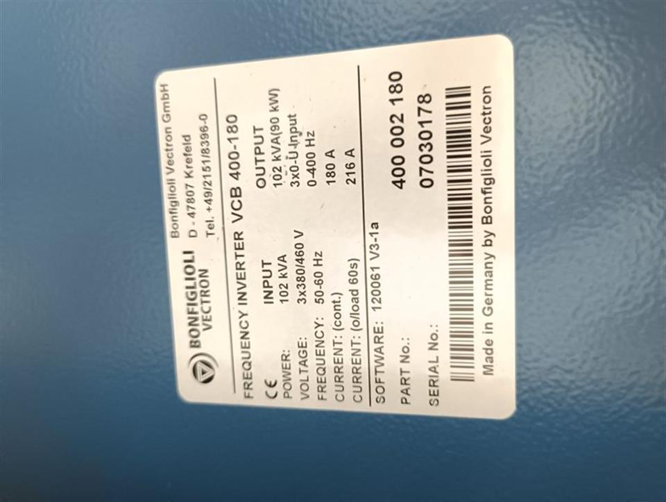 Bonfiglioli Vectron Frequenzumrichter VCB 400-180 + Keypad 180A 90Kw 400V TESTED