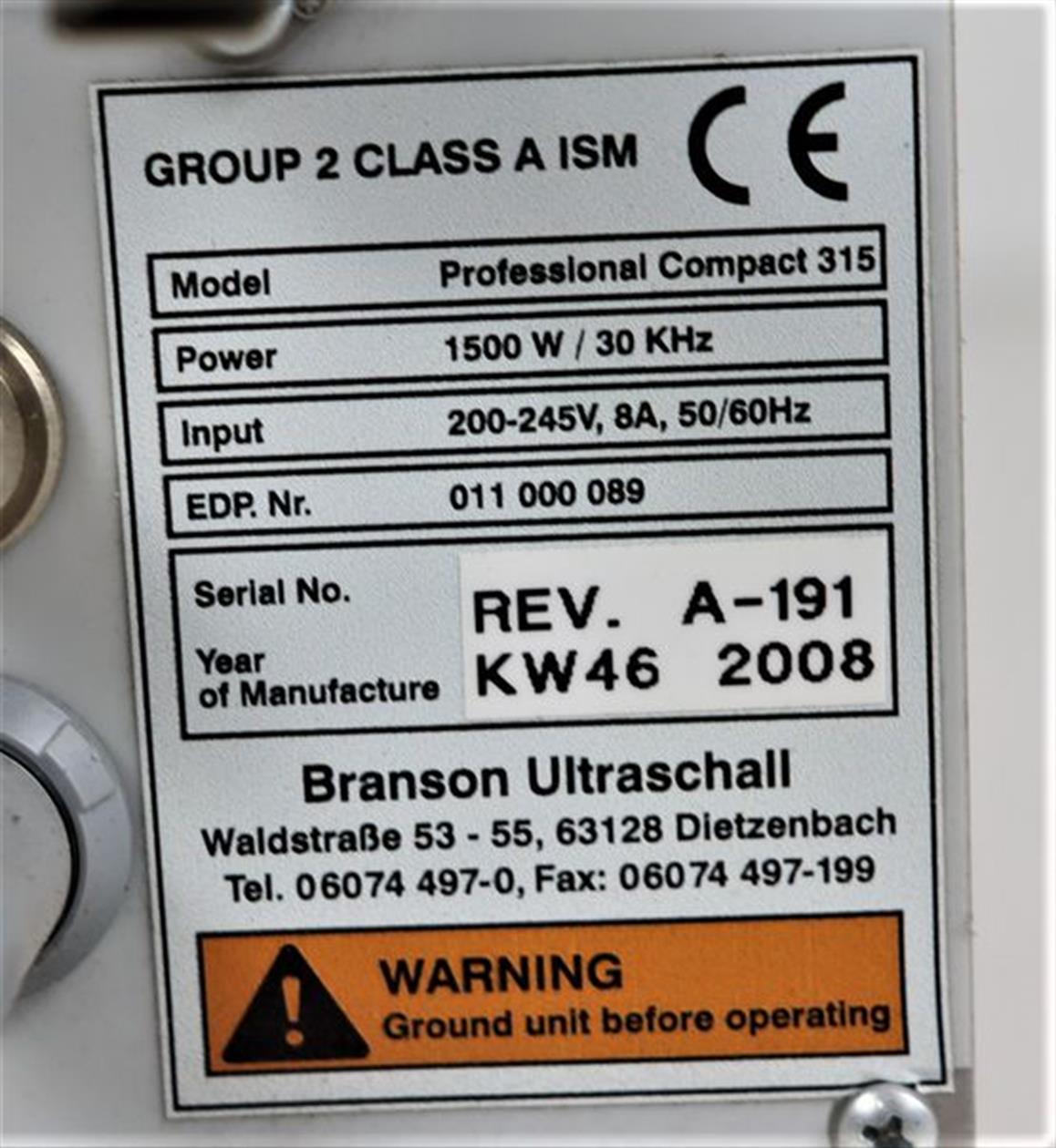 BRANSON Ultrasonic Professional Compact 315 TESTED & NEW