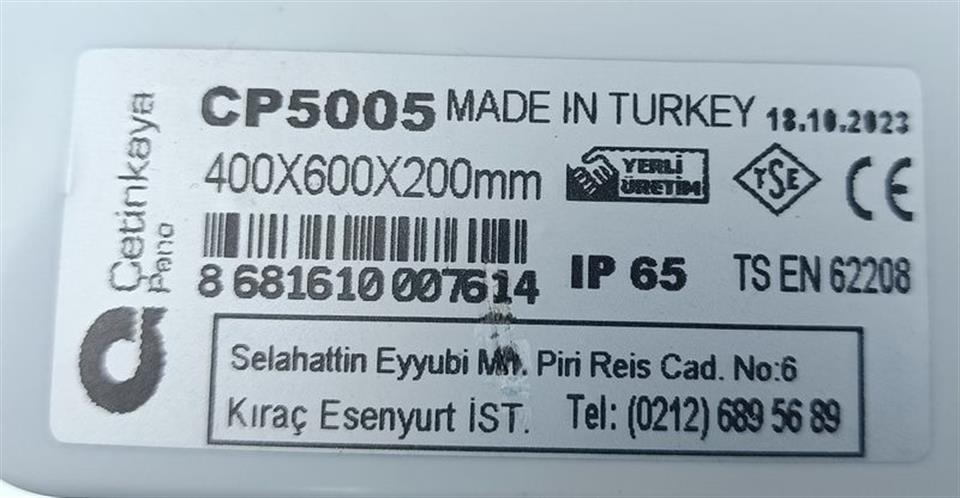 CetinKaya Schaltschrank Verteilerschrank CP-5005 400x600x200mm UNUSED & OVP