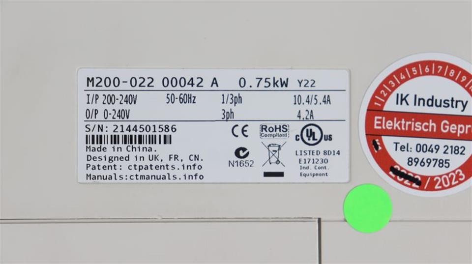 Control Techniques M200-022 00042 A 0,75KW 230V M200-02200042 A +Filter NEUWERTIG