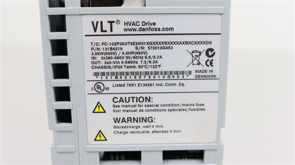 Danfoss HVAC Drive FC-102P3K0T4E20H1 131B4219 3kW 400V TESTED & TOP ZUSTAND