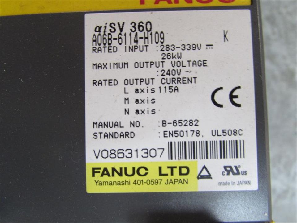 Fanuc Servo Amplifier A06B-6114-H109  Version K 26kw Top Zustand