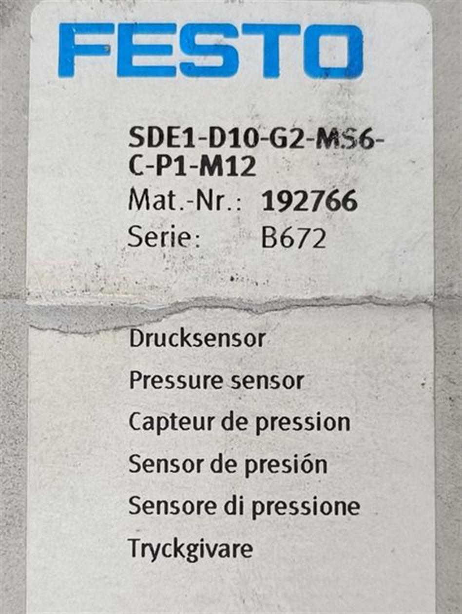 Festo Drucksensor SDE1-D10-G2-MS6-C-P1-M12 192766 UNUSED & OVP