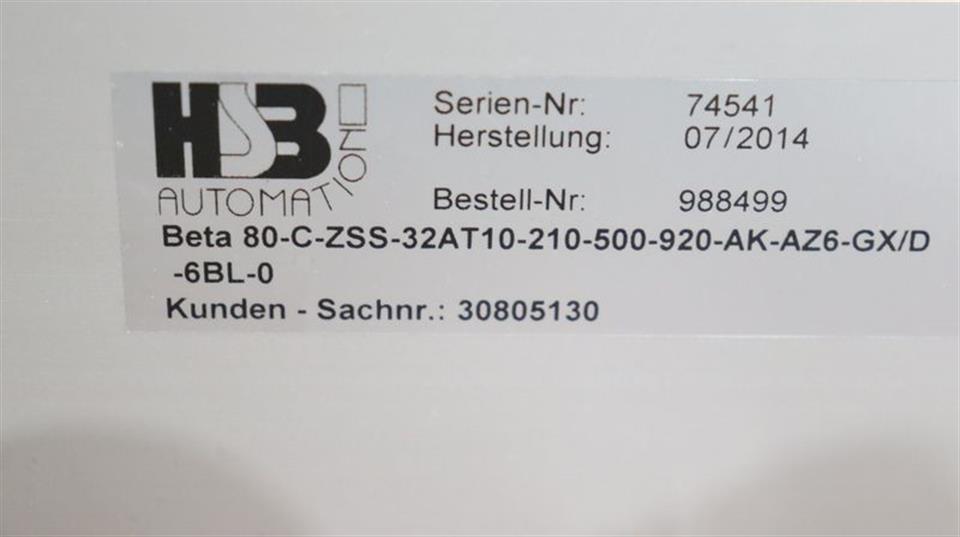 HSB AUTOMATION BETA 100-D-ZSS-40AT10-E-160-150-540-AK-AZ1-12NS10-1 988499 2 Axis
