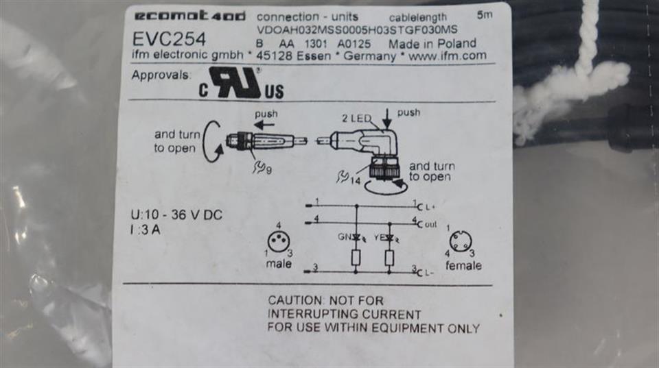 IFM ELECTRONIC EVC254 ECOMAT 400 CONNTECTION - UNITS UNUSED OVP