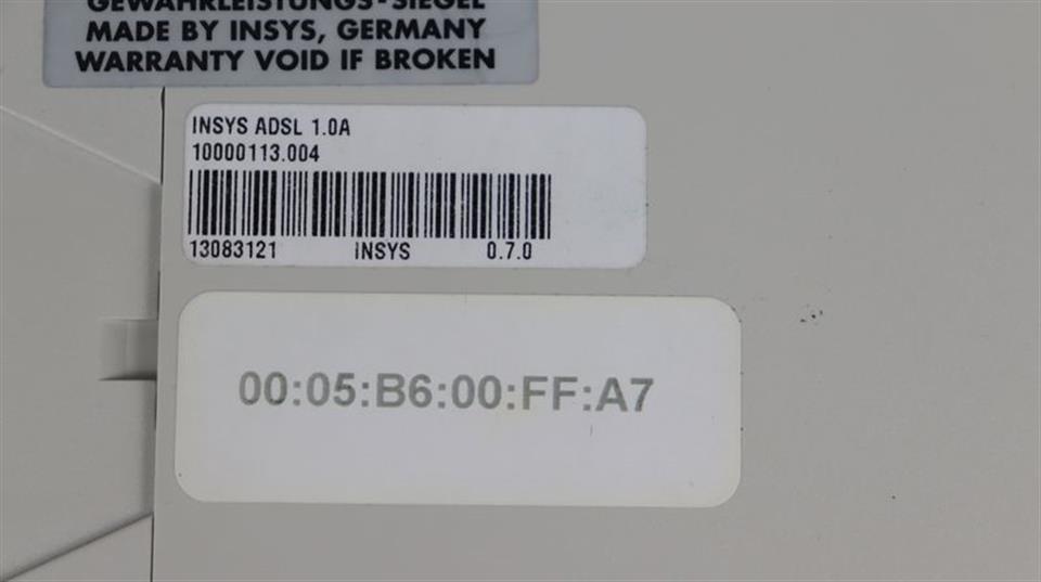 INSYS ADSL 1.0A 10000113.004 TESTED & UNUSED