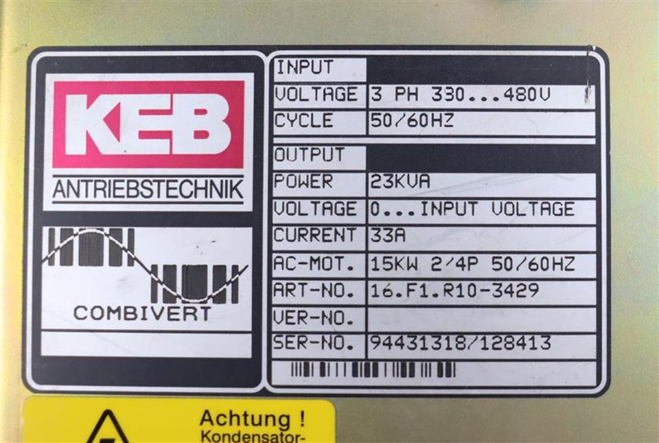 KEB COMBIVERT 16.F1.R10-3429 Frequenzumrichter 15kw 400V TESTED & TOP ZUSTAND