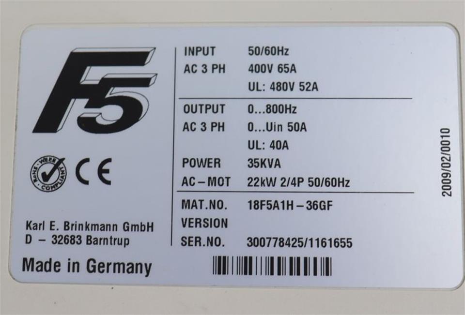 KEB COMBIVERT F5 18F5A1H-36GF 400V 22kw TESTED & TOP ZUSTAND