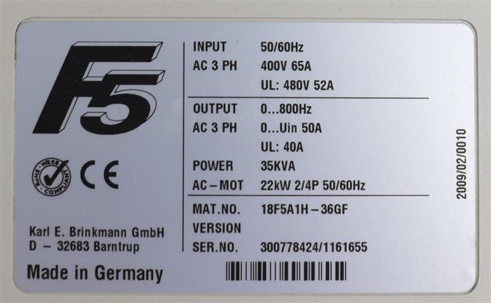 KEB COMBIVERT F5 18F5A1H-36GF 400V 22kw TESTED & TOP ZUSTAND & OVP