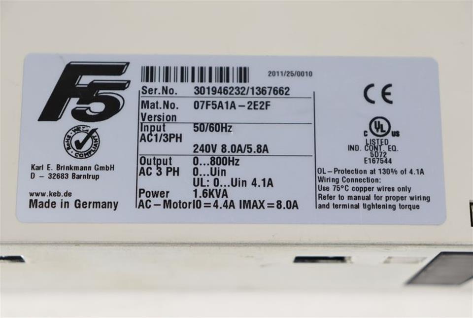 KEB F5 Combivert Mat.No.: 07F5A1A-2E2F TESTED & TOP ZUSTAND