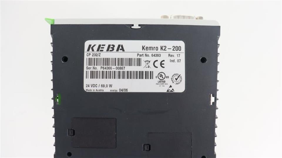 KEBA KEMRO K2-200 CP 232/Z Part No.64393 Rev.17 TOP ZUSTAND