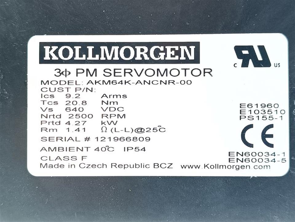 Kollmorgen 3 Ø PM Servomotor AKM64K-ANCNR-00 UNUSED UNBENUTZT