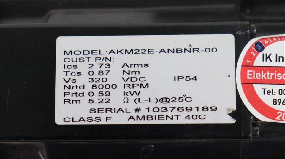 Kollmorgen Servomotor AKM22E-ANBNR-00 TESTED NEUWERTIG