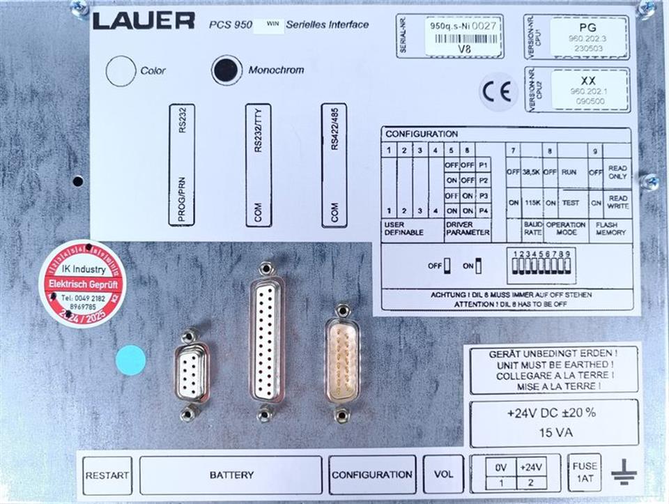 Lauer PCS 950 WIN Serielles Interface PG 960.202.3 230503 TESTED & UNUSED & OVP