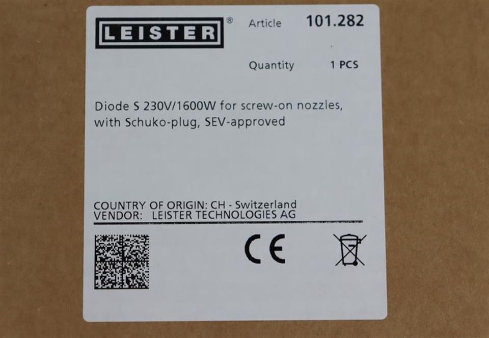 Leister Diode S 230V/1600W Article 101.282 Heißluft Gebläse UNUSED & OVP