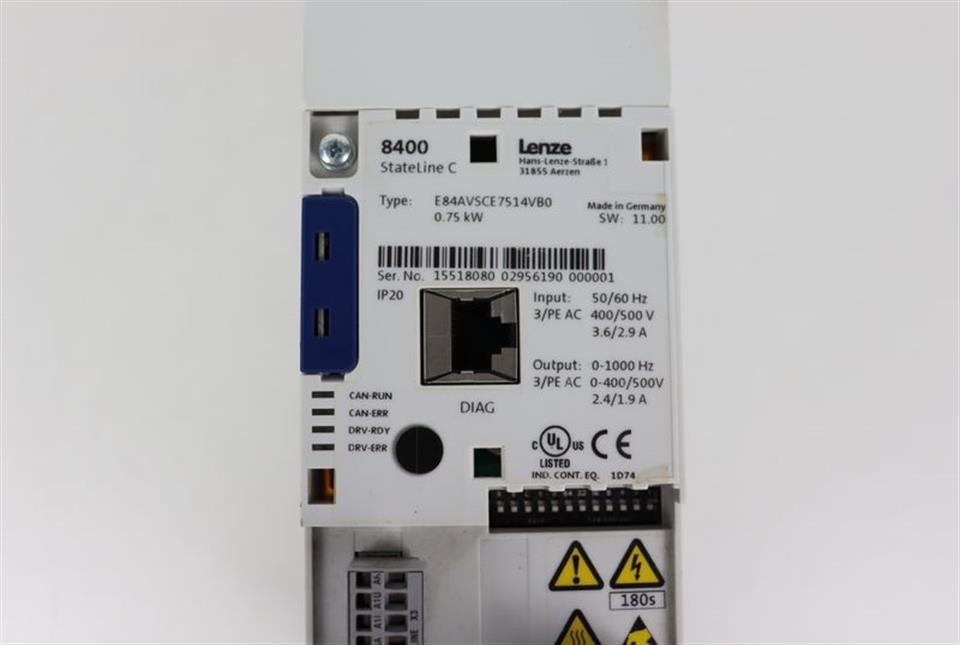 Lenze 8400 E84AVSCE7514VB0 400V 0,75kw StateLineC TESTED TOP ZUSTAND