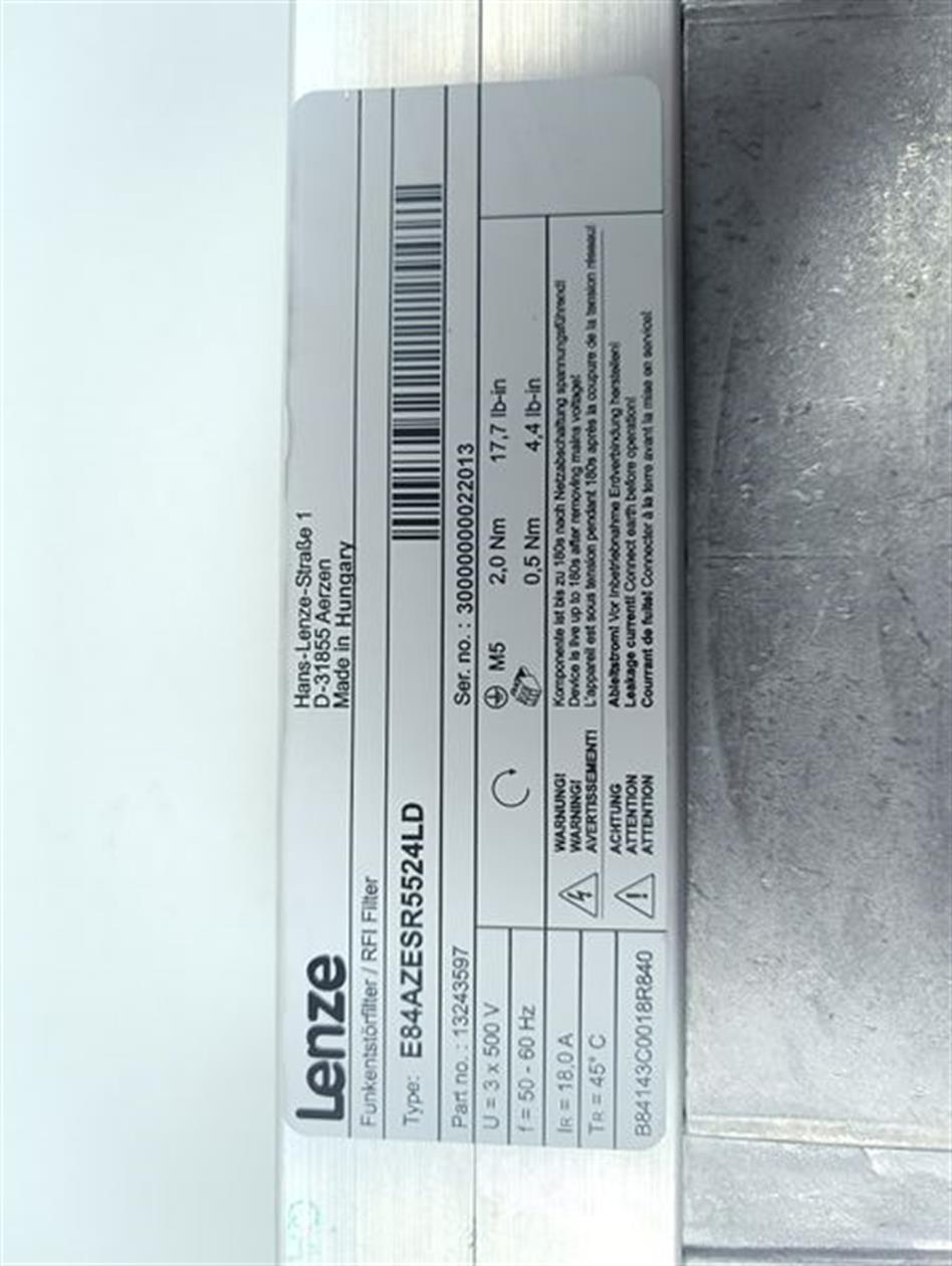 Lenze E84AVSCE4024SX0 4kw 400V + E84AZESR5524LD Line Filter TESTED & NEUWERTIG