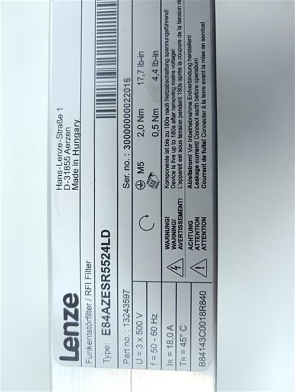 Lenze E84AZESR5524LD 400V 18A Netz Line Filter NEUWERTIG