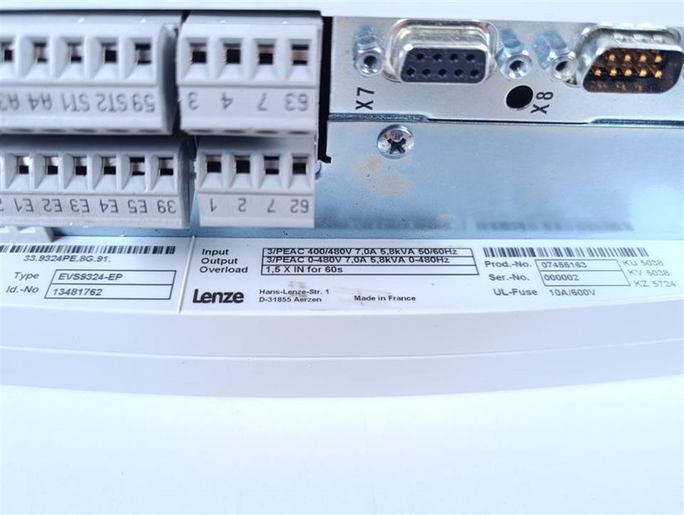 Lenze EVS9324-EP 33.9324PE.8G.91. 400V 7,0A 5,8kVA TESTED & NEUWERTIG