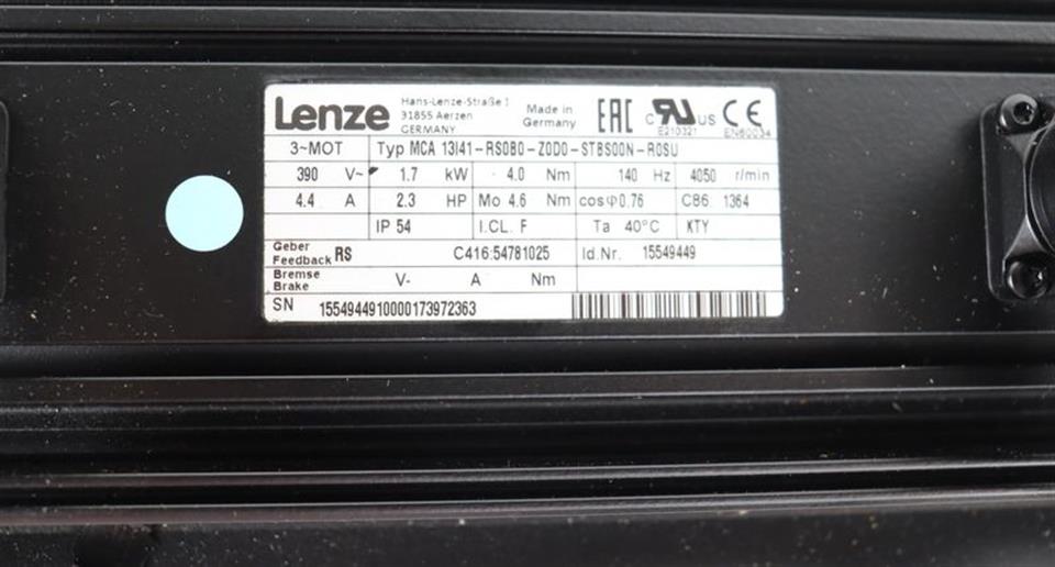 Lenze MCA 13I41-RS0B0-Z0D0-STBS00N-R0SU + GST05-2A VCK 13IC41 UNUSED