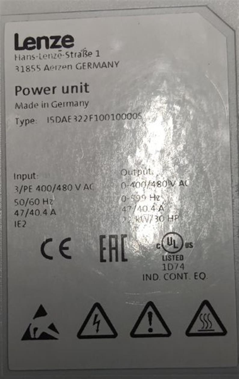 LENZE Power Unit I5DAE322F10010000S 22kw 400V TESTED & NEUWERTIG
