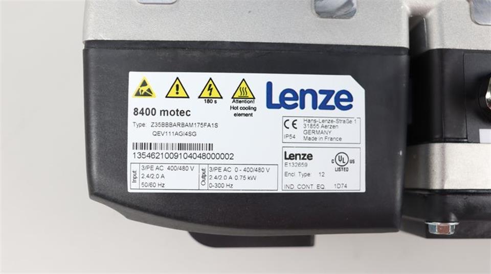 Lenze Z35BBBARBAM175FA1S Inverter 8400 Motec 400V 0,75 kW Unbenutzt OVP