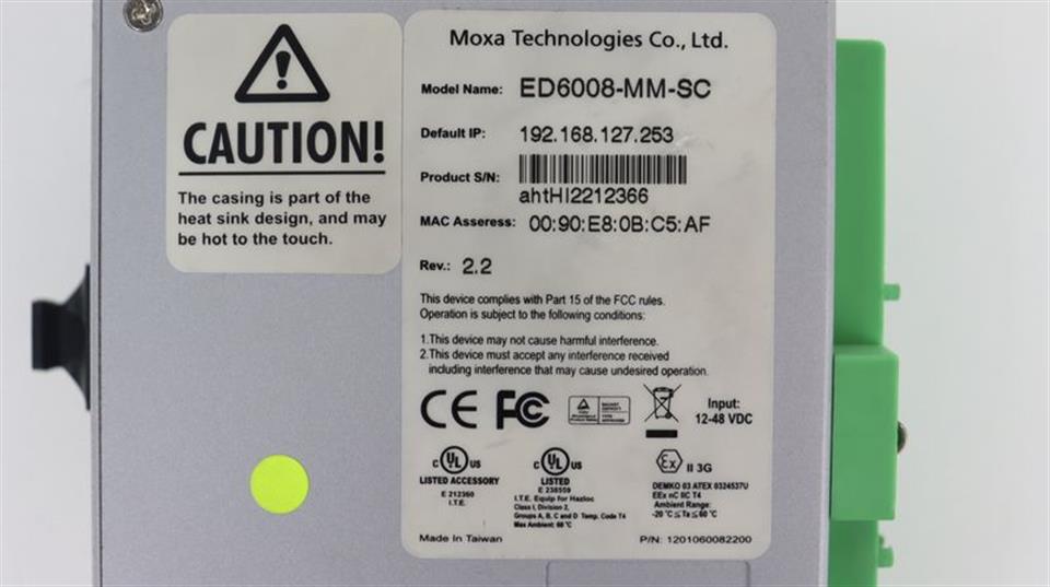 Moxa Technologies ED6008-MM-SC Ether Device Switch Rev: 2.2 TOP ZUSTAND
