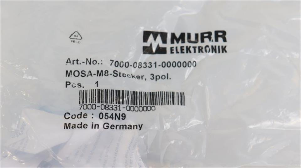 Murr Elektronik 7000-08331-0000000 MOSA-M8-Stecker UNUSED & OVP & SEALED