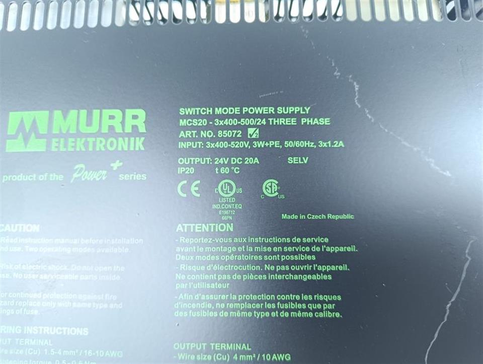 MURR Elektronik SWITCH MODE POWER SUPPLY MCS20 - 3x400-500/24 NEUWERTIG