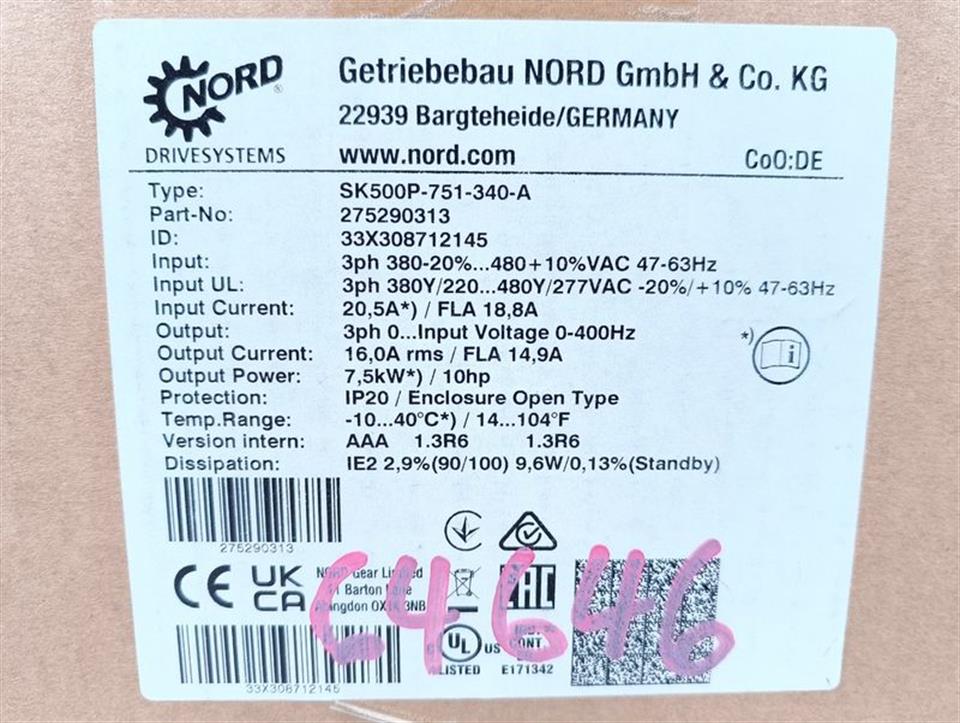 Nord Getriebebau Nordac SK 500P-751-340-A 7,5kw 400V  UNUSED & OVP & SEALED