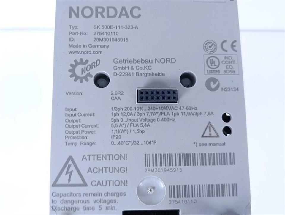 Nordac SK 500E-111-323-A SK500E-111-323-A Abdeckung fehlt TESTED & TOP ZUSTAND