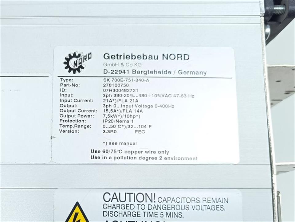 Nordac SK 700E-751-340-A Part-No: 278100750 TESTED TOP ZUSTAND