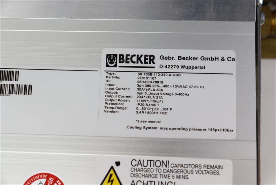 Becker Nordac SK 700E-112-340-A-GBB 3ph 380 400V 11kW TESTED TOP ZUSTAND