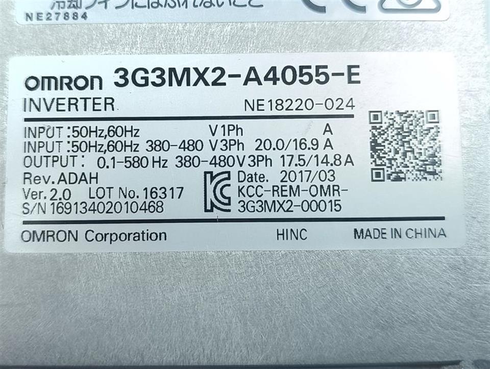 Omron 3G3MX2-A4055-E 3G3MX2A4055E 400V 5,5kw Rev.ADAH Ver.2.0 TESTED TOP ZUSTAND