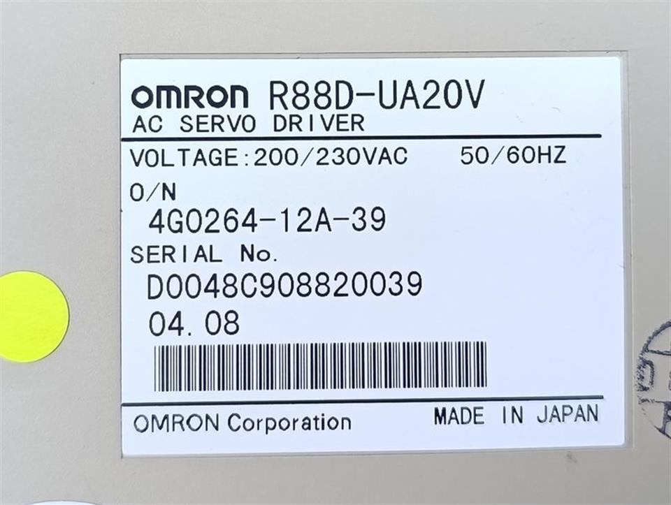 Omron AC Servo Drive R88D-UA20V 200V 750W TESTED & TOP ZUSTAND
