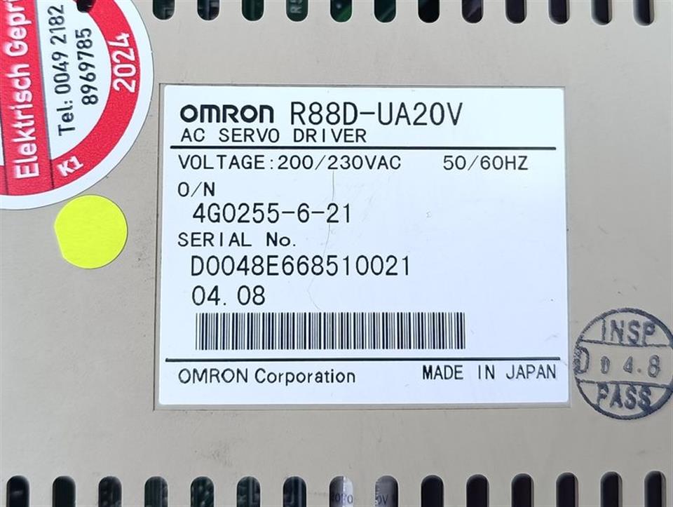Omron AC Servo Drive R88D-UA20V 200V 750W TESTED & TOP ZUSTAND