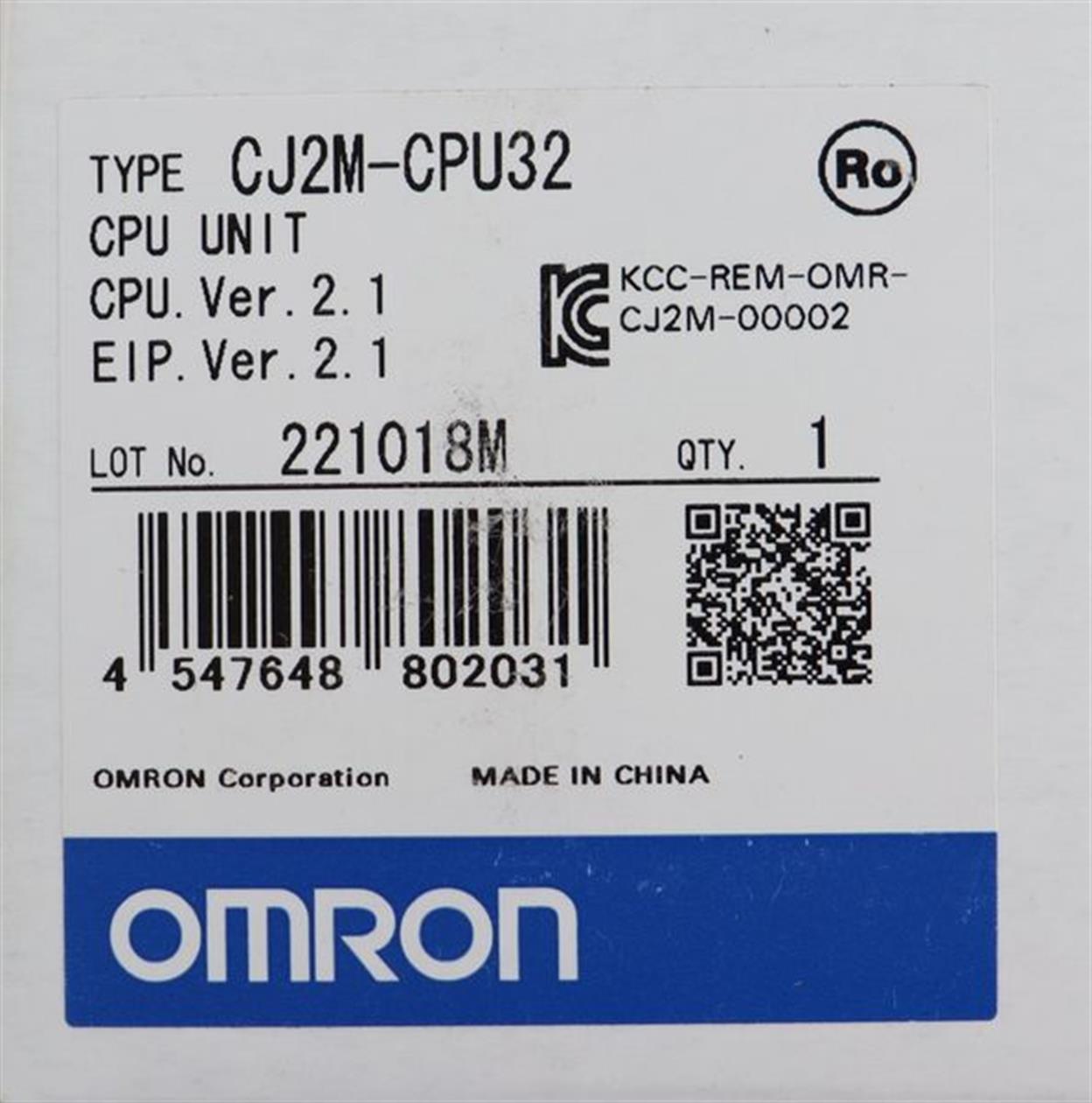 Omron CJ2M-CPU32 CPU Unit Ver. 2.1 UNUSED & OVP & SEALED