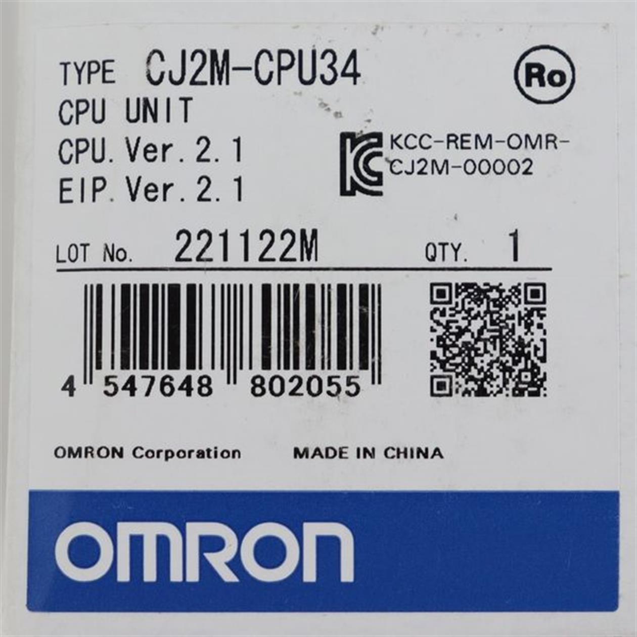 Omron CJ2M-CPU34 CPU Unit Ver. 2.1 UNUSED & OVP & SEALED