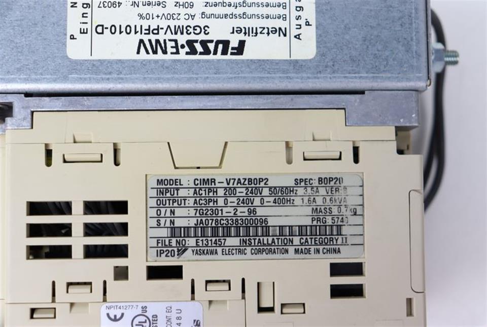 Omron Varispeed V7 CIMR-V7AZB0P2 3G3MVPFI1010-D TESTED & TOP ZUSTAND